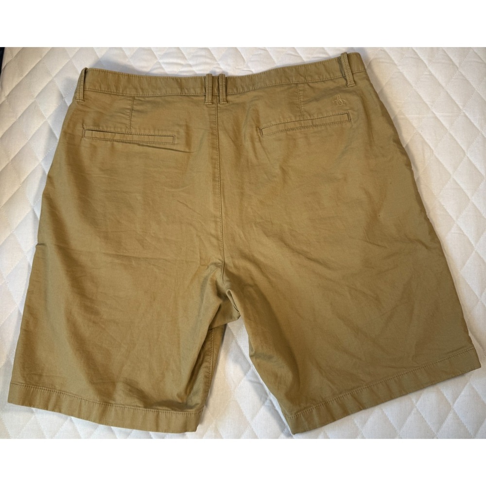 Original Penguin Men's 38 Slim Fit Stretch Shorts Khaki Kelp 8" Inseam NWT - Picture 2 of 10